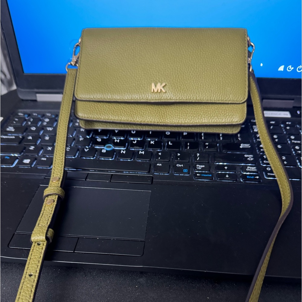Olive green Michael Kors small crossbody bag.